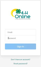 4-H Online login screen 