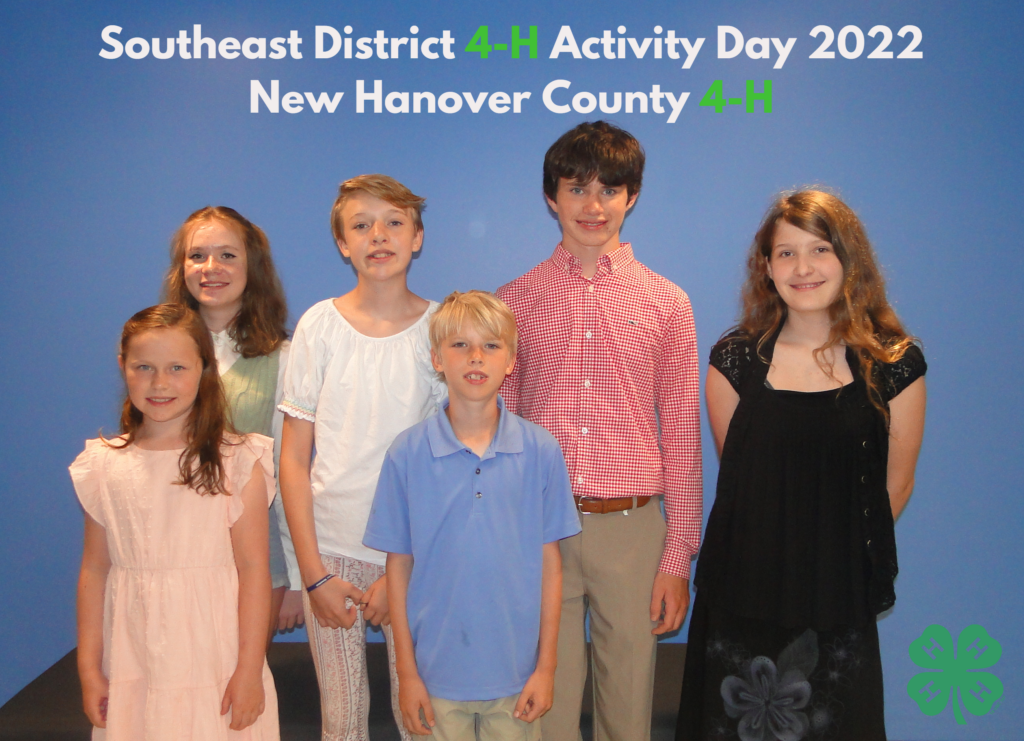4-H youth pose together during New Hanover County's 4-H District Activity Day.