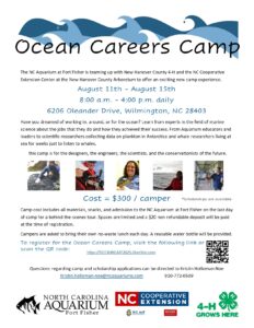 Ocean Careers Camp flyer