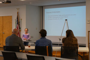 Youth learn how to be comfortable in front of a panel of judges during 4-H presentations