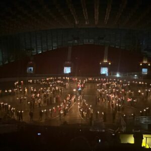 Candlelight in the shape of a 4-H clover during 4-H honors ceremony
